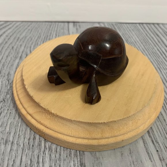 Vintage Kitschy Hand Carved Mini Wood Turtle Figurine - Picture 2 of 7